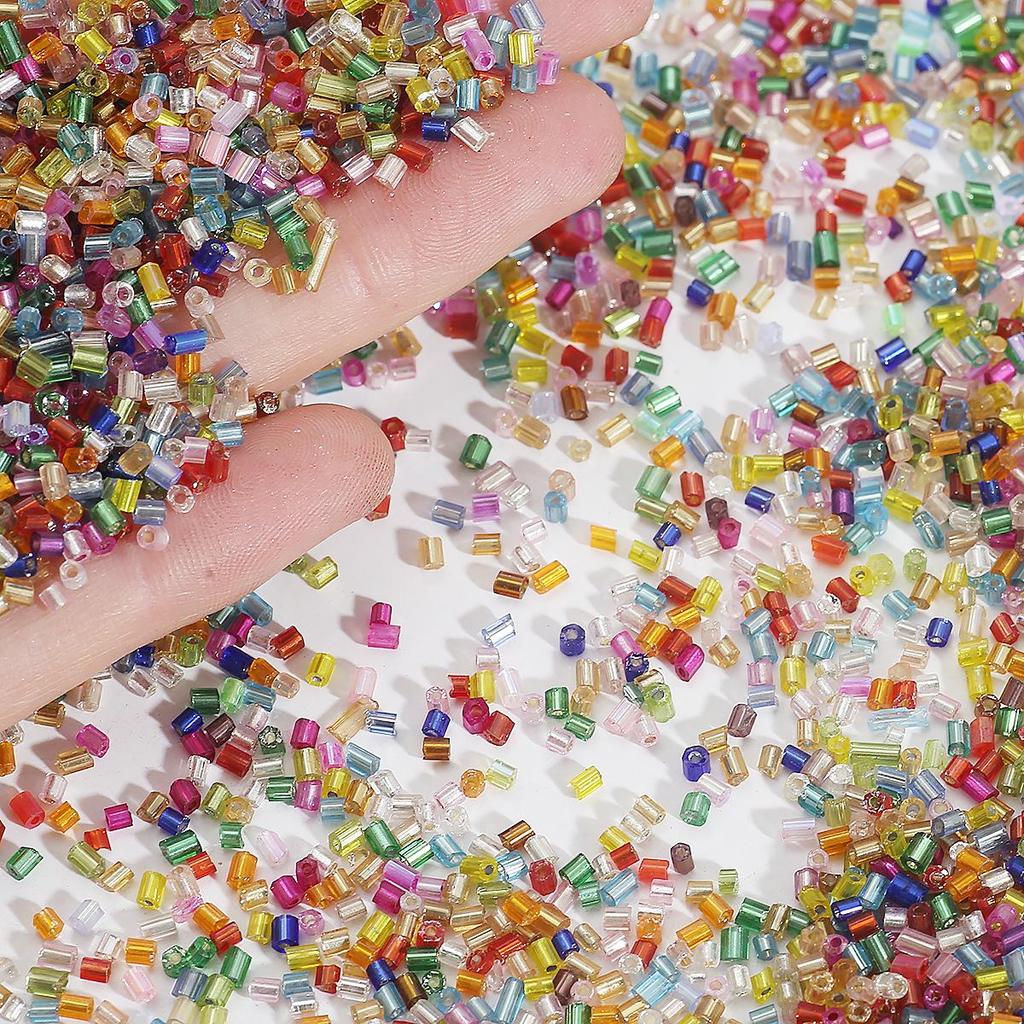 2mm Silver-Lined Glass Seed Beads: Handmade DIY Jewelry & Clothing Accessories, Transparent Loose Beads.