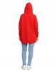 Women's Sweatshirt with Hood Cotton Fashionable Oversize Soft MORAJ M RED