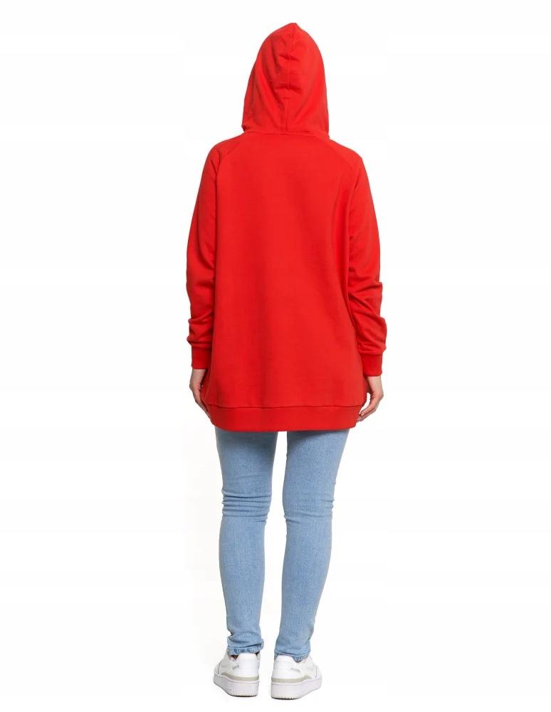 Women's Sweatshirt with Hood Cotton Fashionable Oversize Soft MORAJ M RED