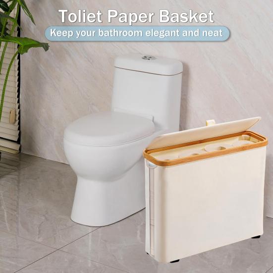 Toilet Paper Storage Basket Large Capacity Waterproof Multi-purpose Easy To Install Toilet Paper Storage Organizer with Lid