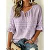 Women's Beige Paisley & Ethnic Print Tie Front Blouse, Casual Loose Top for Spring Summer Daily Wear