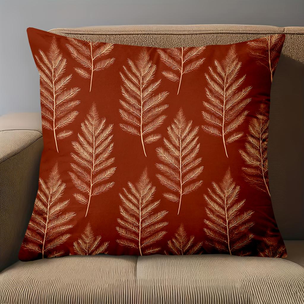 1 pieces -2D flat printing Red Pillows With Golden Leaf Pattern For Home Polyester pillowcase, sofa decorative cushion cov
