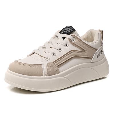Tênis Chunky Feminino Novo Moda Solado Grosso Macio Versátil Couro Casual Sapatos Brancos Femininos Tênis Plataforma Tênis Esportivo Meninas