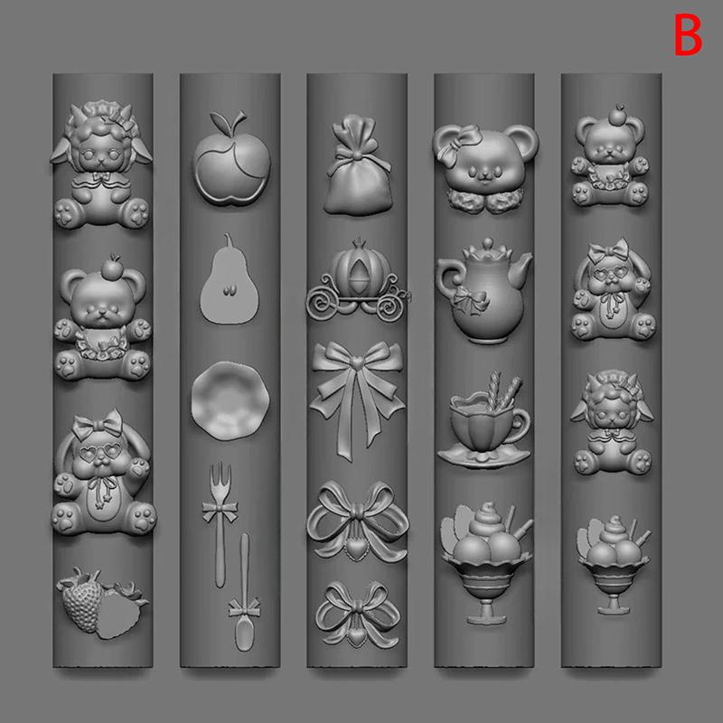 Chinese New Year Lovely Awakened Lion 3D Silicone Nail Accessories Carving Mold Cute Bear Mold Manicure Decorations Diy Template