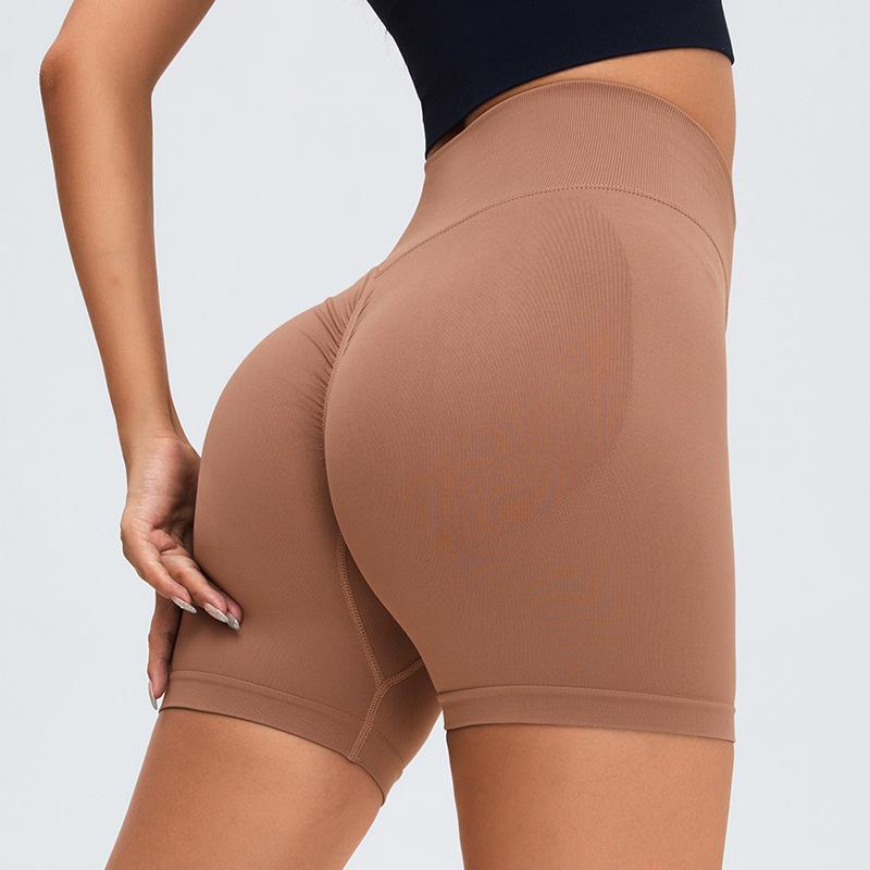 European-American Seamless High-Waist Yoga Shorts Women’s Summer Three-Quarter Peach Sports Butt-Lifting Running Fitness Pants