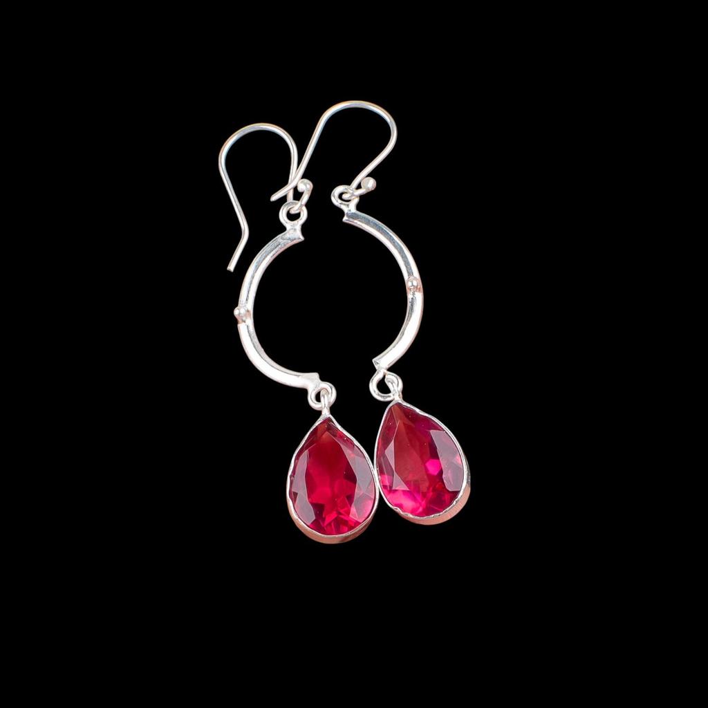 Pink Tourmaline Gemstone 925 Sterling Silver Jewelry Handcrafted Earrings 2.60" EE-43-18