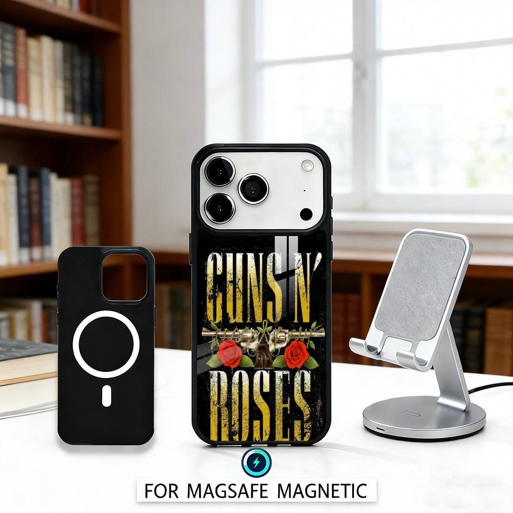 Band G-Guns N Roses Phone Case For iPhone17,16,15,14,13,12,Pro,Max,Magnetic For Magsafe Wireless Charging
