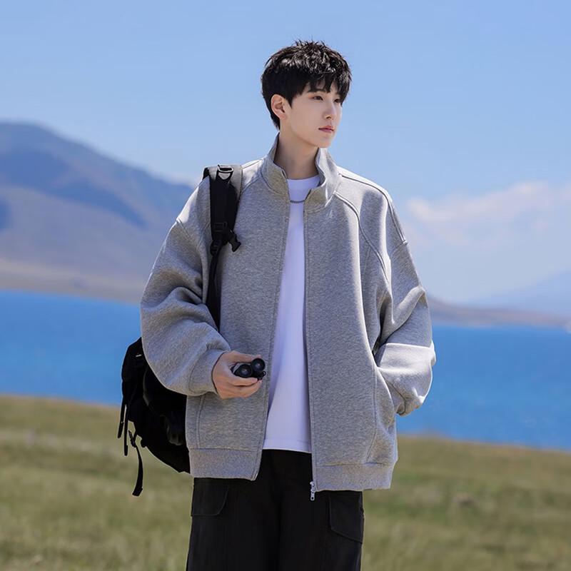 Men's Casual Hoodless Cardigan Sweatshirt Jacket