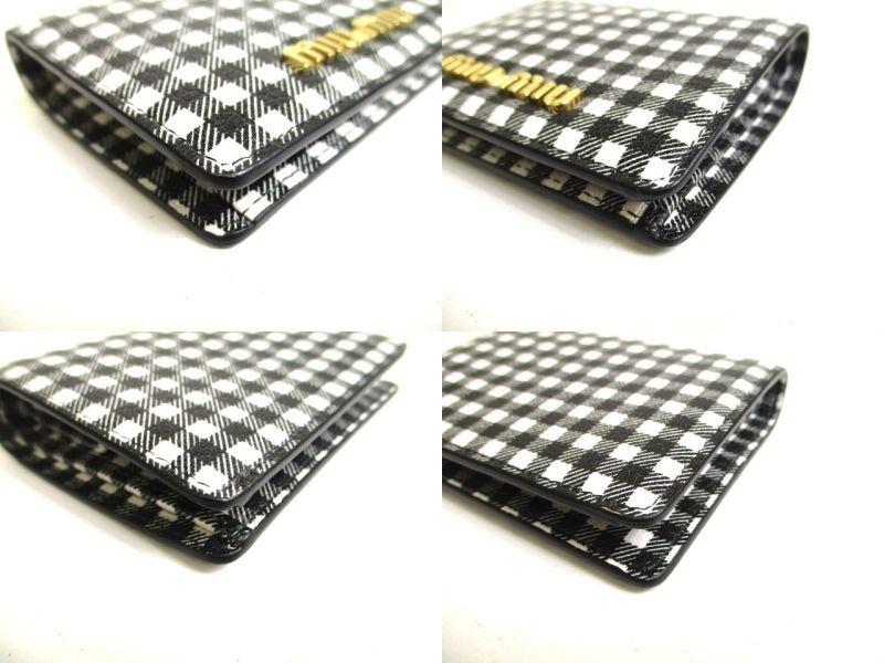 Authentic MIU MIU Rose Leather Madras Bifold Wallet Compact Wallet #a273  Refurbished