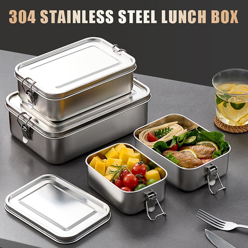 304 Roestvrij Staal Lunchbox Bento Box Metalen Voedselopslag Container Met Vergrendelingssluiting Geschikt Voor Werk En School