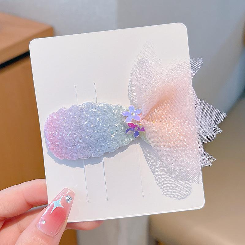 2Pcs Girl Mermaid Princess Hair Card Korean Glitter Fishtail BB Clip Baby Bangs Side Clip Children's Hair Clip Headdress