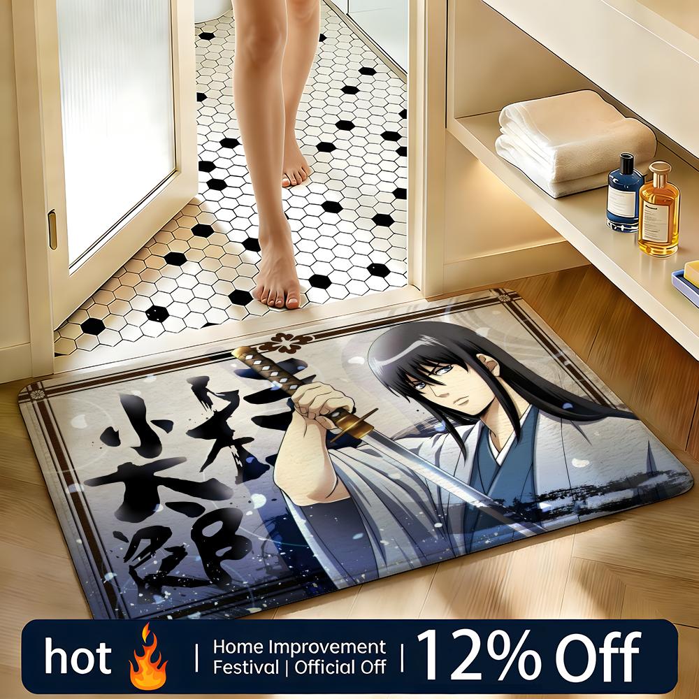 Soft Absorbent Non-Slip Rug Anime Gin Tama Floor Mat Home Decor Doormat Bedroom Floor Mat Shower Carpet