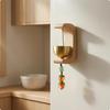 Wood and Metal Bell Ornament BrassColored Wooden Door Attachment Decor Item Beech Cshape