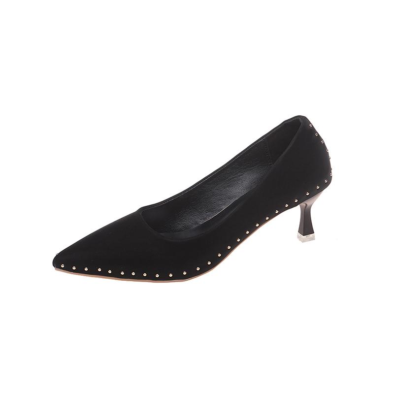 

Pointed Toe High Heels Women s 2026 Autumn New Sexy Rivet Single Shoes Stiletto Heel Not Tired Feet Professional Work Shoes 35 чёрный
