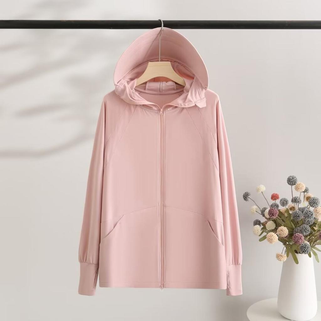 Damen Kapuzen-Langarm-Sonnenschutzkleidung Lockere Passform Lässiger Sommer-Mantel