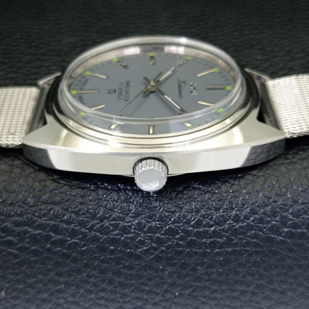 INDIAN VINTAGE HMT KOHINOOR HAND-WINDING MENS GREY COLOR DIAL WATCH a440946-4 HT-a440946