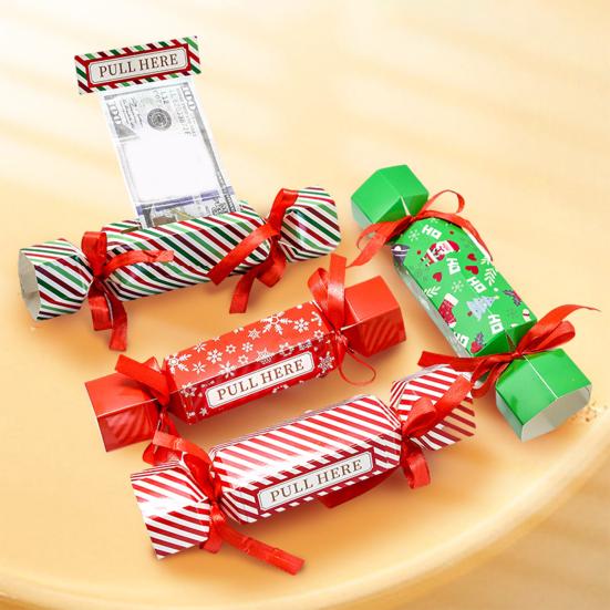 4 Pcs Candy Christmas Money Pull Pouch Surprise Pull Out Money Gift Holders for Cash