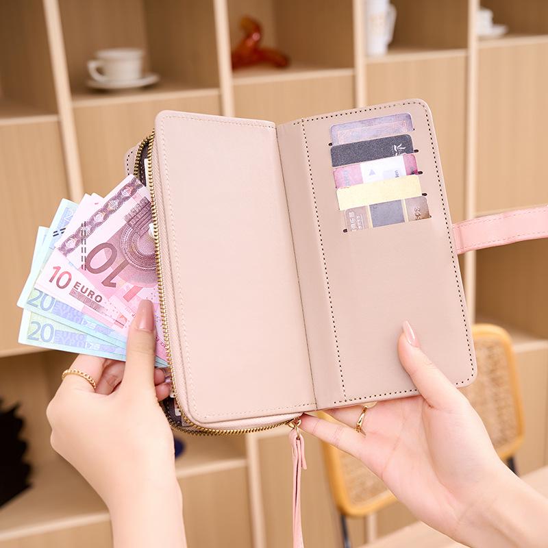Women's Tri-Fold Minimalist Wallet: Fashionable and Functional Long Clutch with Zipper and Snap Closure, Multiple Card Slots
