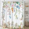 Happy Easter Bunny Shower Curtain Funny Rabbits Pink and Blue Eggs Bath Curtain Polyester Fabric Waterproof Bathroom Curtain Set
