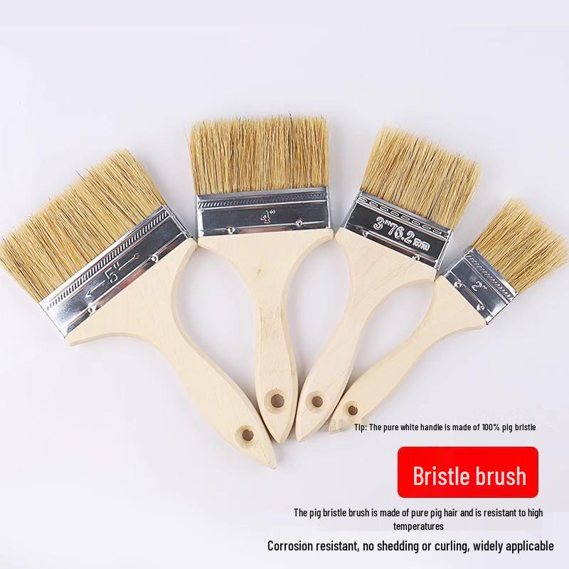 High-Grade Heat-Resistant Hog Bristle Brush with Long Wooden Handle for Industrial Cleaning