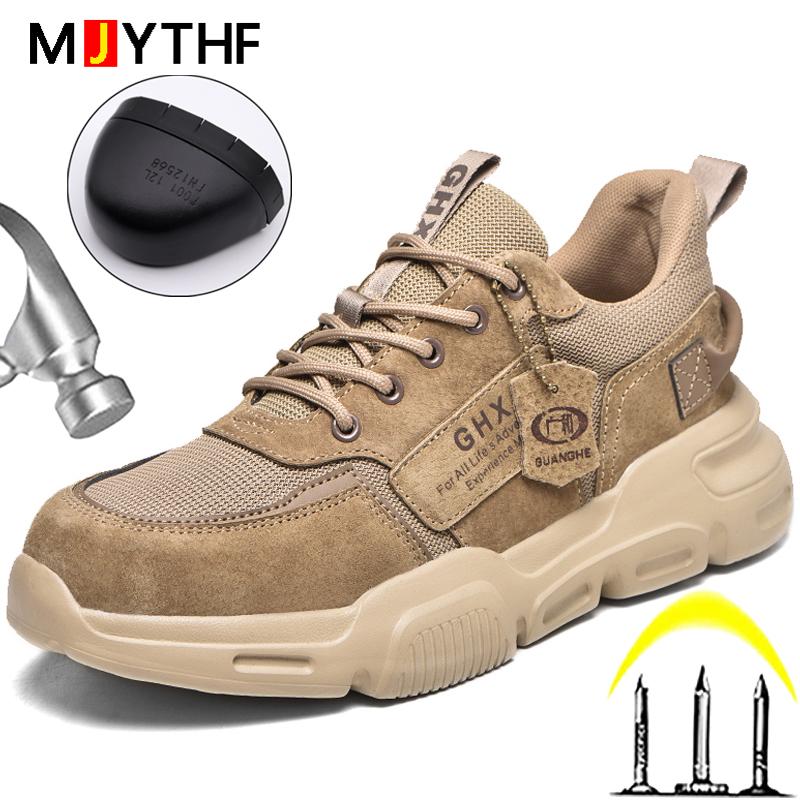 Work Safety Shoes Steel Toe Anti-puncture Indestructible Men Boots Kevlar Insole Anti-smash Work Sneakers Protective Shoes