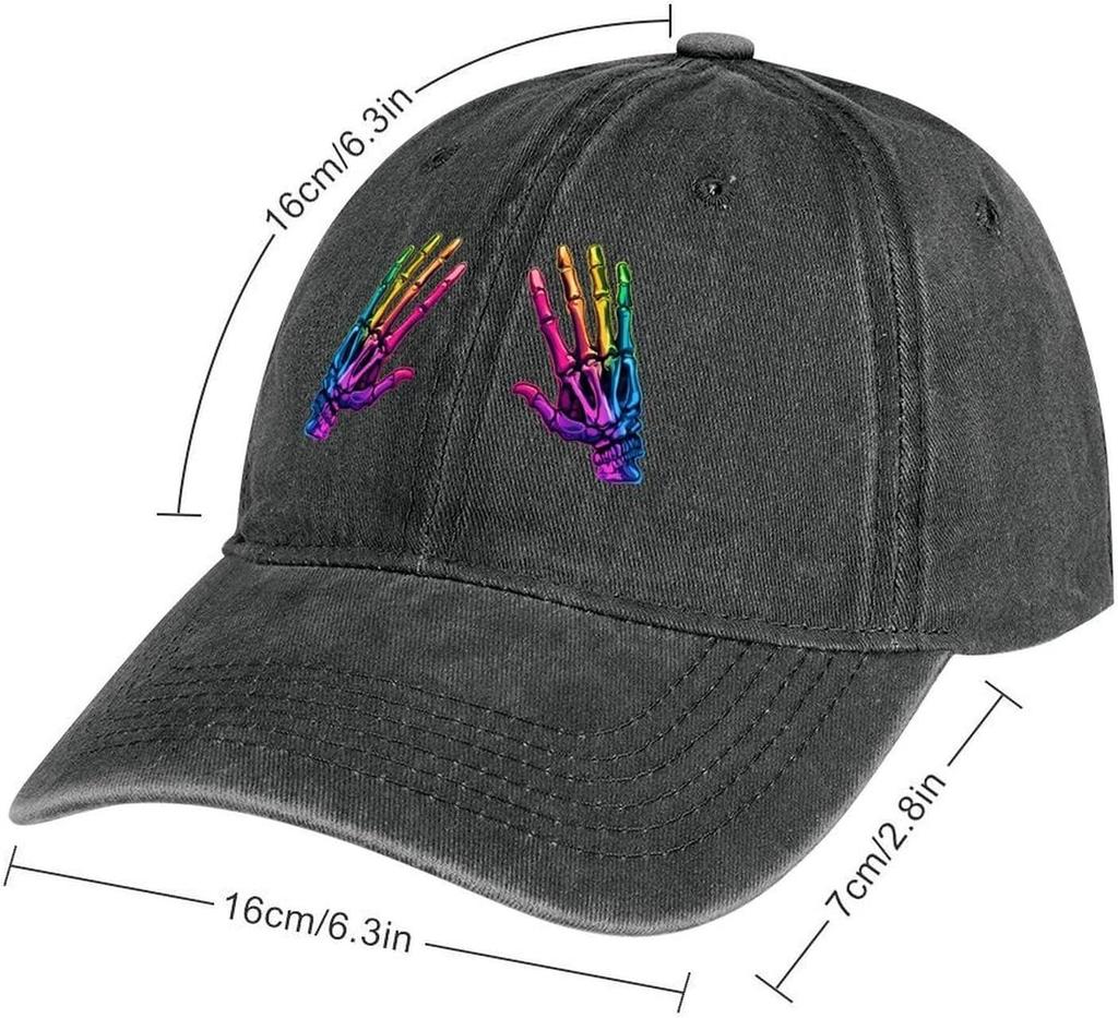 Rainbow Skeleton Hands Print Baseball Cap Unisex Adjustable Cotton Sun Hat Outdoor Golf Cap