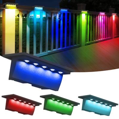 2/4 Packs RGB LED Outdoor Solar Light Step Lamp Lens Design Super Bright IP65 Waterproof Anti-theft Stair Light Decor Lighting
