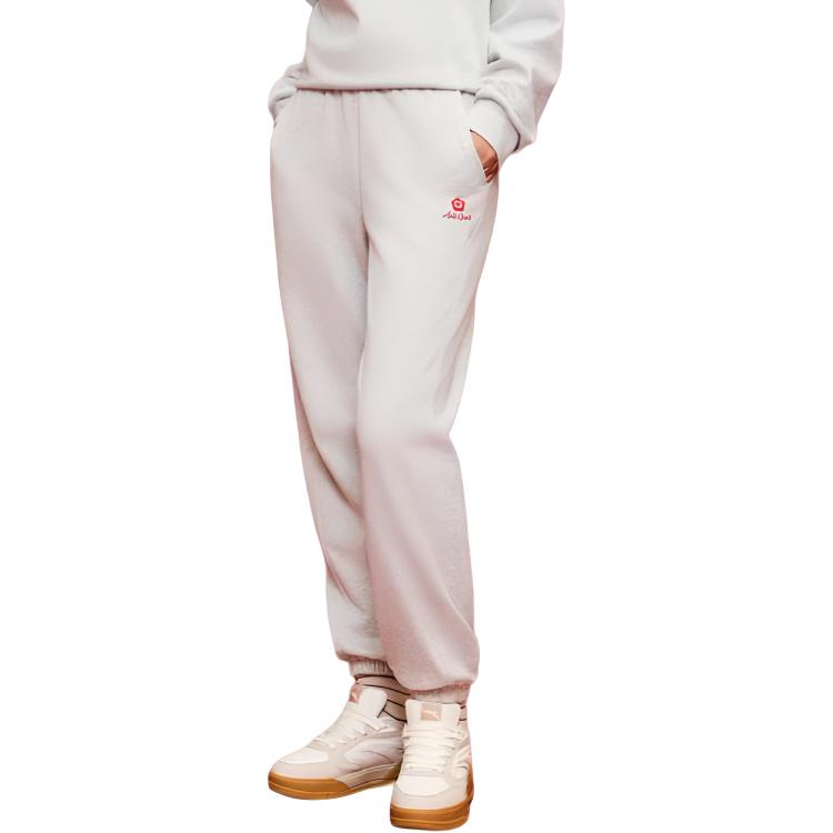 Anta X Good Things Happen Collaboration Life Series Casual Simple Lace-Up Cuffed Fleece Loose Knit Sports Pants Women Bottoms 962618302-1