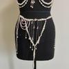 Adjustable Pearls Body Jewelry Body Chain Decoration for Trendy Women Strapless Dresses and Casual Stylish Outfits