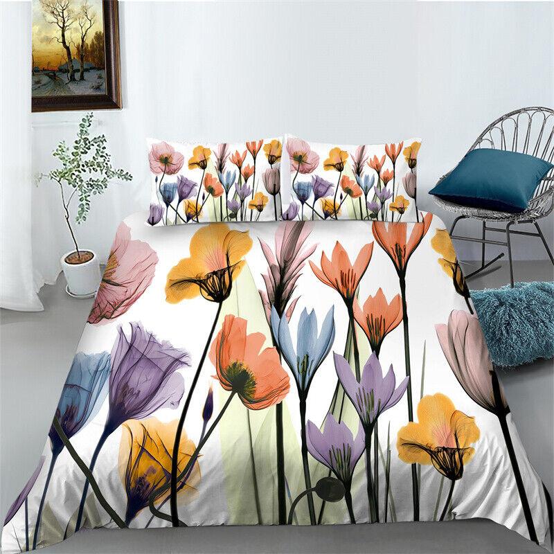 3D Flower Pattern Bedding Quilt/Duvet/Doona Cover Set Pillowcase