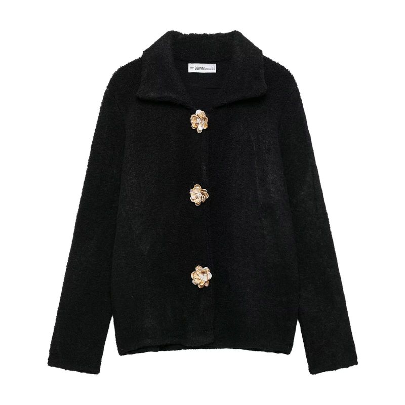 Kaslead New Arrival Women's Clothing Fashion Style Fashion with Flower Buttons Knitting Cardigan 9598175