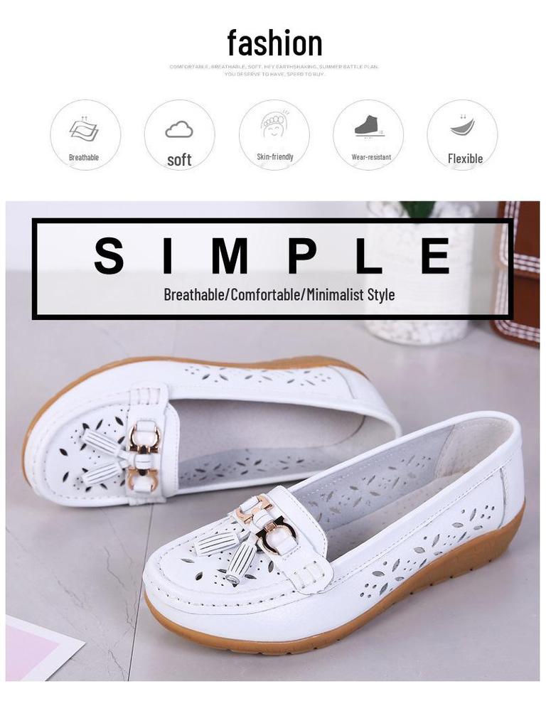 Korean Style Spring 2024 Women's Casual Loafers - Slip-On Bean Shoes for Moms.