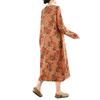 2025 Vintage Printed Round Neck Long Sleeve Patchwork Loose Plus Size Long Dresses