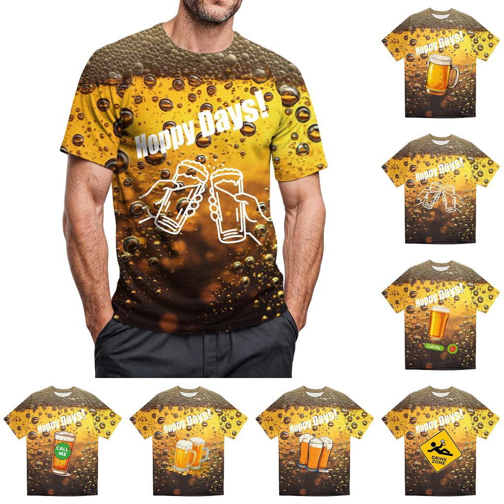 Men's Crew-neck Casual Printed Short-sleeved T-shirt Top
