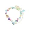 Handmade Tribal Pattern Ceramic Bead Bracelet Elastic String Adjustable Wristband Travel Ethnic Wrist Accessory