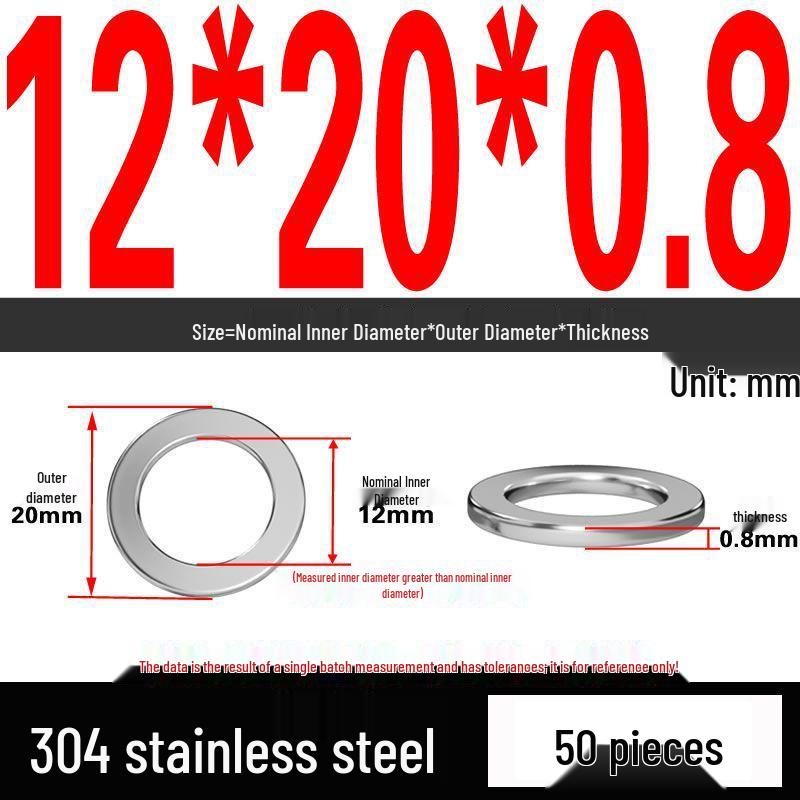 Thickened 304 Stainless Steel Flat Washer Spacer (M2-M36)
