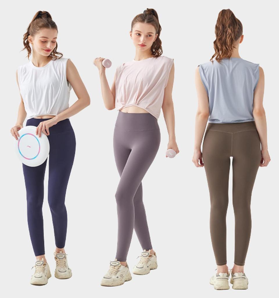 Yuoku Short Sleeved Tank Top with Striped Perfect for and Gym Features a and Stretch Perfect for A02 Women's Print, See-Through Design, Yoga, Pilates,
