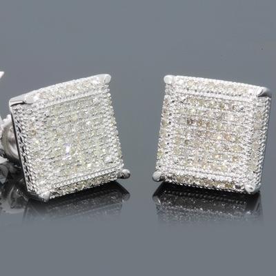 Premium Rock Hip Hop Iced Out Stud Earrings for Women Men Male Ice Studded Zircon Silver Color Piercing Ear Accessories Trend Jewelry