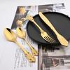 12Pcs 18/8 Stainless Steel Royal Cutlery Set Shiny Gold Dinnerware Tableware Knives Forks Spoons Western Dinner Set