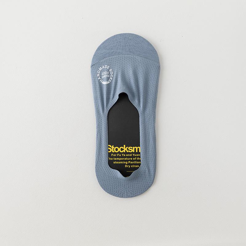 Men s Non-Slip No-Show Socks, Low-Cut Cotton Bottom with Ice Silk One Size/39-44 светло-синий