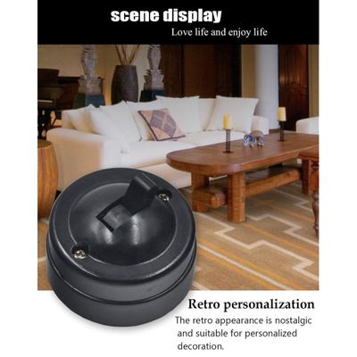 Black Round Single Control Old Style Wall Switch Inverted Plate Vintage Bedside Toggle Switch Panel 1A250V