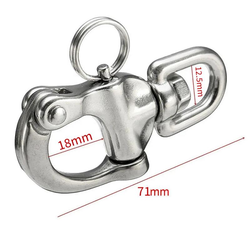 Outdoor Sports 316 Stainless Steel Ring Type Rotating Spring Shackle, Hand Pulled Quick Hanging Shackle, Quick Release Shackle