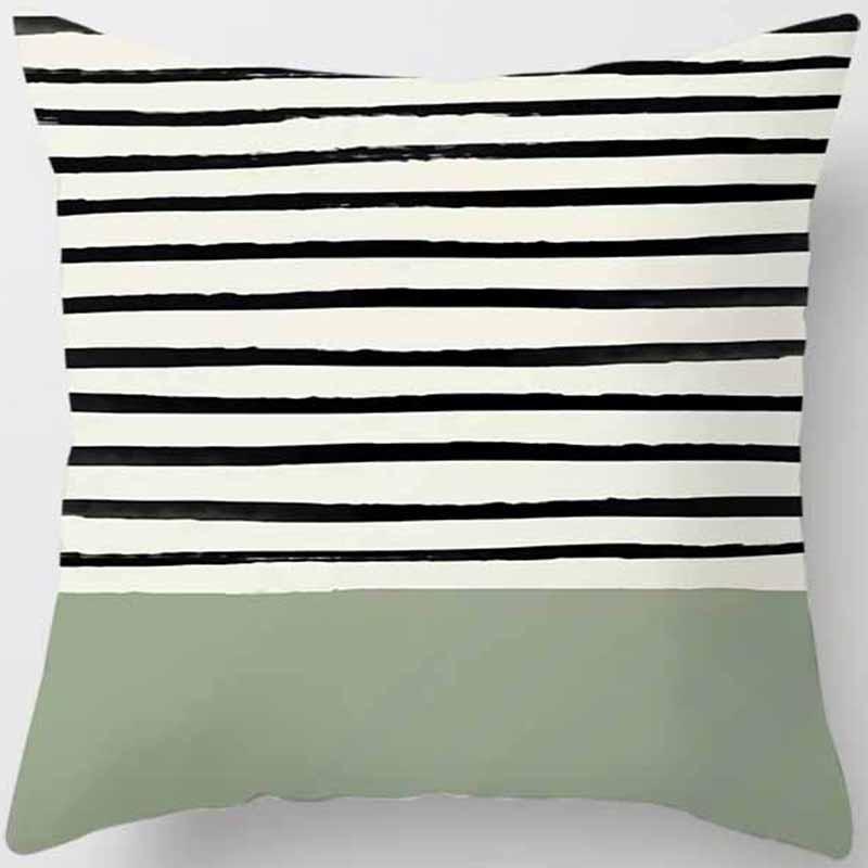Green-tone Printed Square Pillowcase, Home Decoration, Car Sofa Cushion Cover
