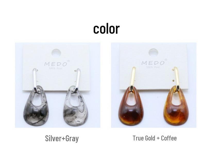 Retro Europäische & Amerikanische Acryl-Ohrringe: Vintage goldfarbene, kaffeefarbene, transparente Wassertropfen-Manschetten.