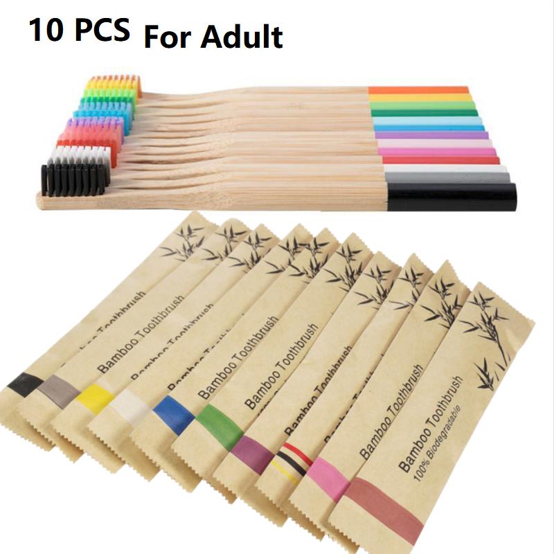 

10/20 шт. Взрослая органическая экологичная натуральная бамбуковая зубная щетка мягкая без БФА, биоразлагаемая, набор для ухода за зубами для взрослых