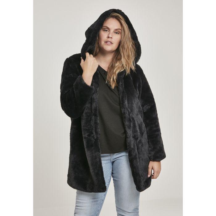 Manteau Hooded Teddy - Urban Classics Femme - Noir - Capuche - Journées Fraîches