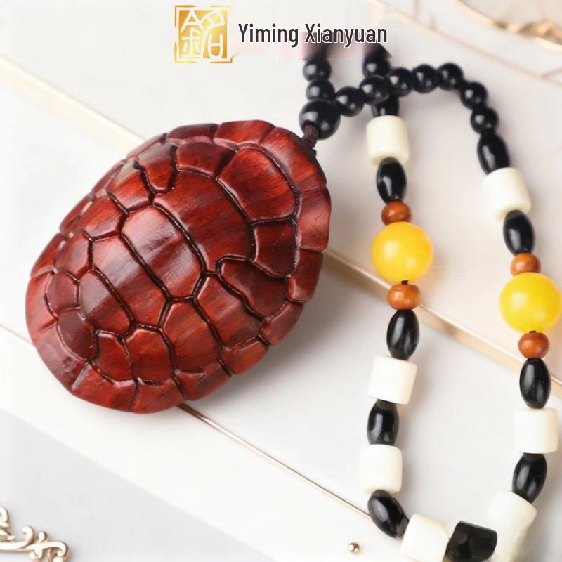 Rosewood Carved Pixiu Ornament: Gourd & Dragon Turtle Handicraft