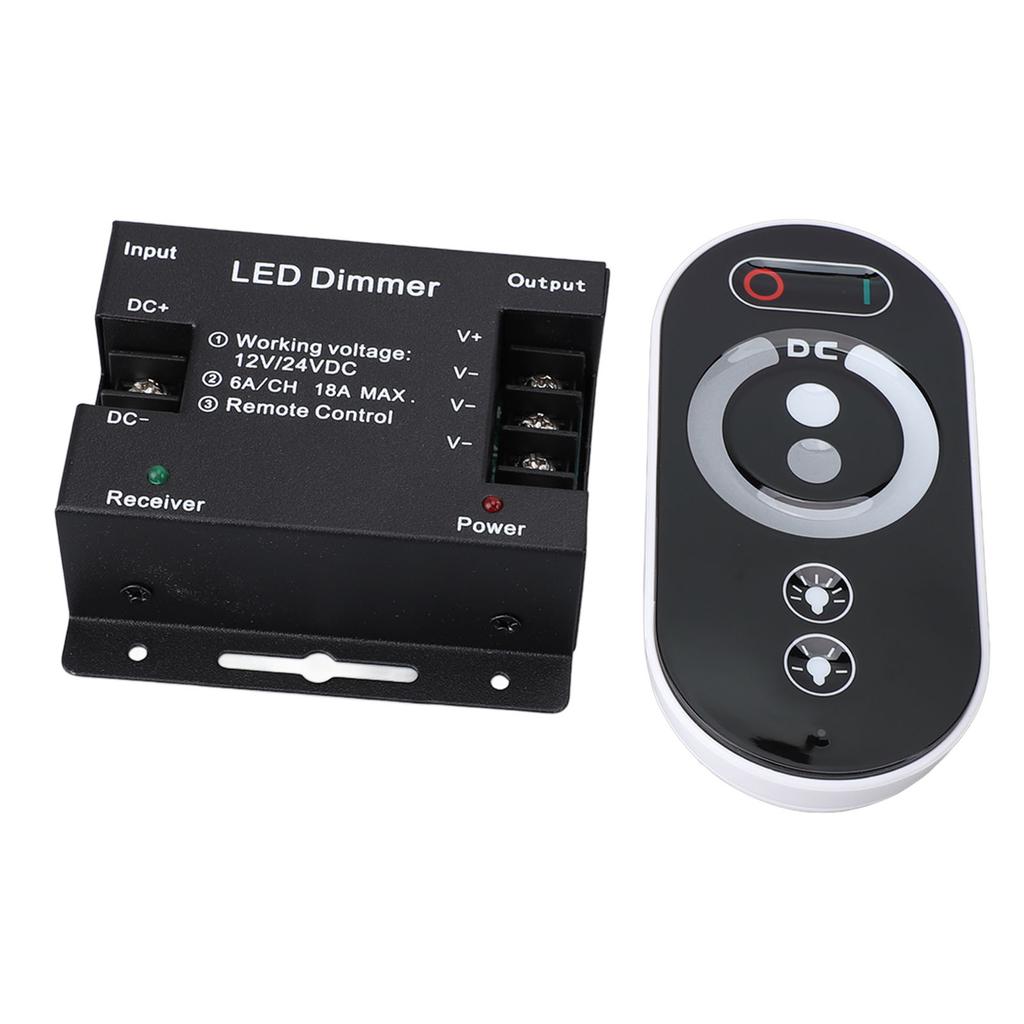 Dimmer Switch DC 12V‑24V 18A PWM LED Light Strip Dimmer with RF Remote Control Adjust Brightness Dimmer Light Switch