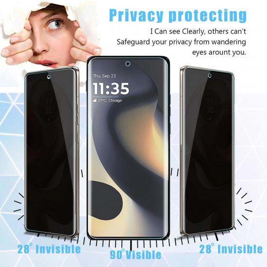 2Pack for Motorola Edge 2024 Privacy Tempered Glass Screen Protector, Ultra HD Tempered Glass Film, Anti-Spy, 9H Hardness, Anti-Scratch, Bubble Free,