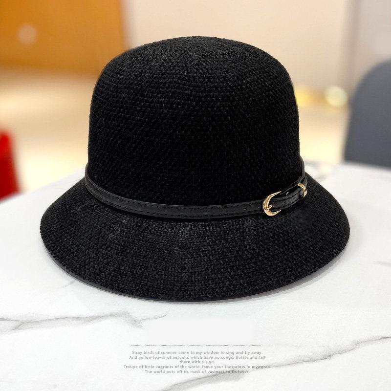 Hollow linen bucket hat women's fashion versatile basin hat summer sun protection visor hat